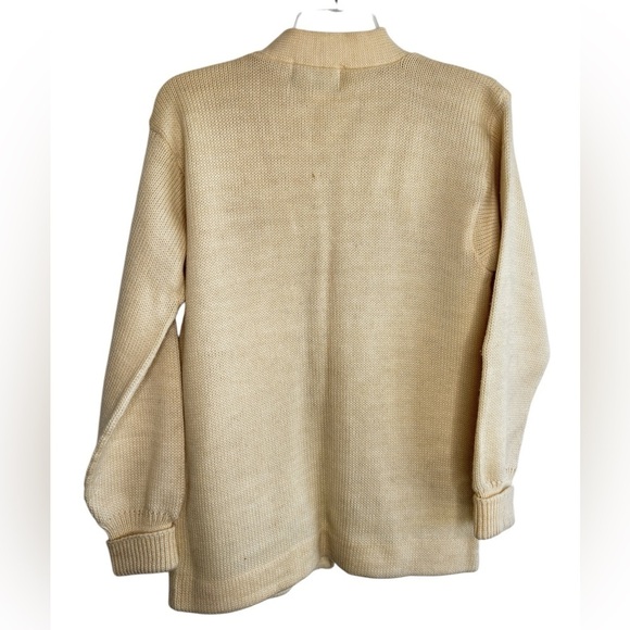 Vintage Cardigan Sweater Acrylic Men's Small Cream Grandpa Grunge Kurt Cobain - Picture 2 of 14